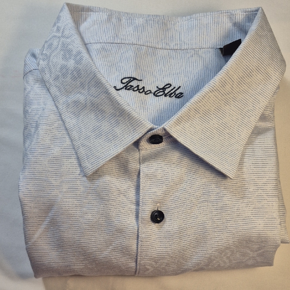 Tasso Elba Long Sleeve Button Down Light Blue Mens Dress Shirt XXL - Picture 11 of 14